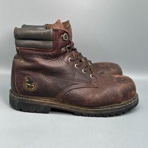 Georgia Boot Oiler Men's 10 M Brown Leather Work Boots Lace-Up Ankle Steel Toe